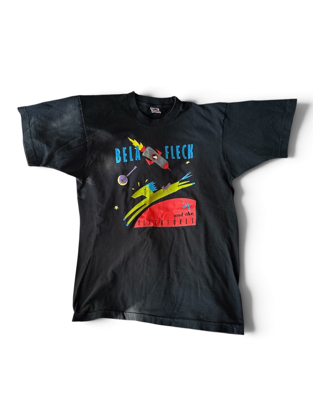 Bela Fleck and the Flecktones Vintage 1990 Tour Shirt Band Tee Size Large Rocket